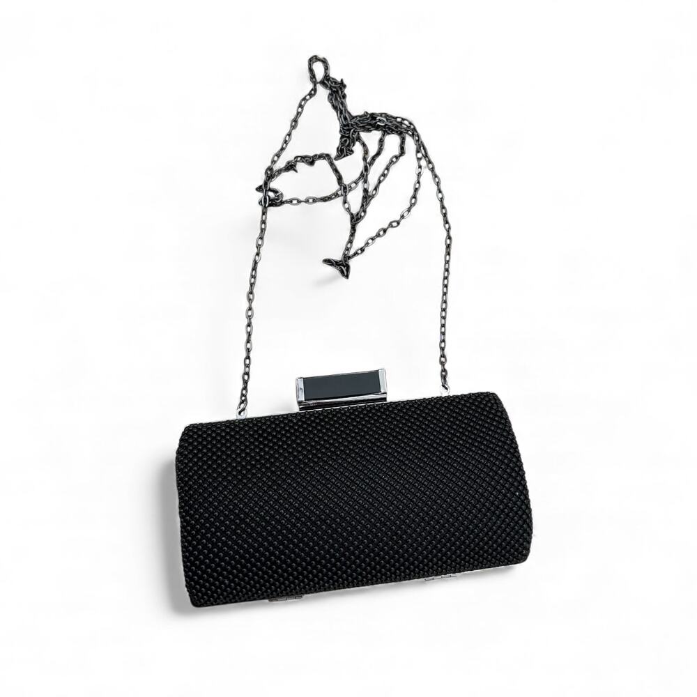 Black Mesh Evening Clutch Chain Strap Formal Purse